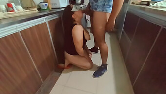 Mature Colombian Cousin Enjoys Eating Cum In The Kitchen