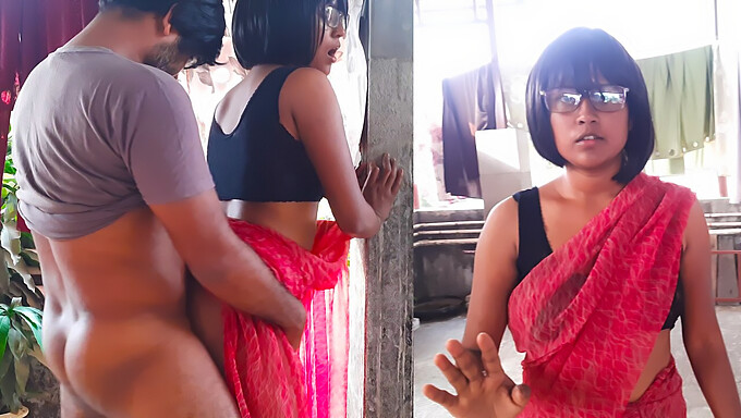 Delhi beauty in red saree indulges in homemade oral and hardcore sex