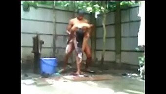 Neha, An Indian Girl, Bathes Outside In The Nude And Pretends To Interact With A Street Boy For Sexual Pleasure