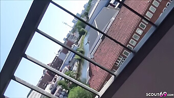 German Teen Lina Gets Fucked And Receives Facial In Public On Balcony