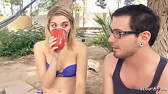 College student overcomes shyness to engage in sexual activity at pool party