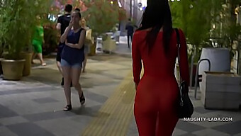 Public Display Of A Woman In A See-Through Dress And No Bra