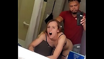 Young College Freshman With Sorority Background Engages In Sexual Activity With A Petite Partner In A Hotel Restroom After Meeting At A University Club