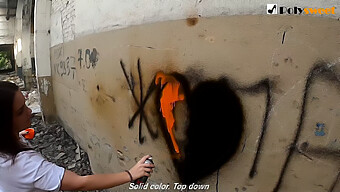 Teen Gets Painted And Then Fucked In Graffiti-Covered Area