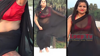 Satin-Clad Aunty Rubs Her Big Ass In Indian Saree