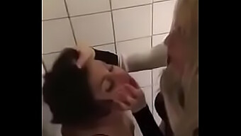 A Female Dominant Lesbian Dominates And Humiliates Her Friend In The Bathroom